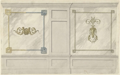 Ontwerp voor kamerversiering met twee panelen met ornamenten by Abraham Meertens