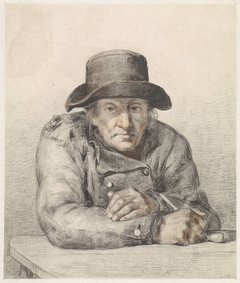 Oude man met pijp by Jean Augustin Daiwaille