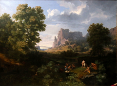 Paysage. Apollon chassé du ciel, enseigne la musique aux bergers by Lancelot Théodore Turpin de Crissé