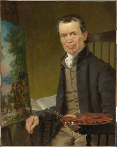 Portrait of Edward Hicks Painting the Peaceable Kingdom by Thomas Hicks