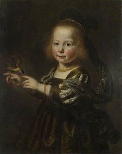 Portrait of Geertruyt Spiegel with a Finch by Dirck van Santvoort
