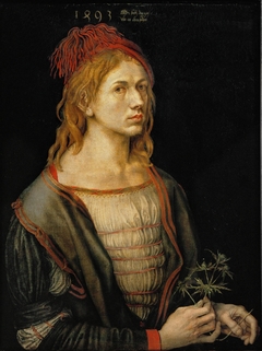 Portrait of the Artist Holding a Thistle by Albrecht Dürer