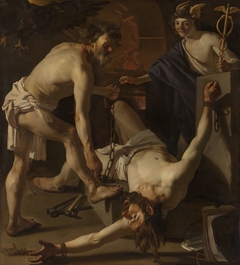 Prometheus Being Chained by Vulcan