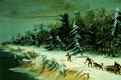 Returning to Fort Frontenac by Sled.  February 1679 by George Catlin