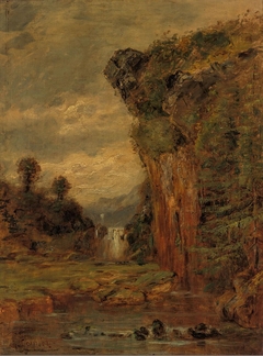 Rocky Landscape with Waterfall by Gustave Courbet