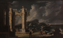 Ruines au bord de la mer. Effet d'orage (MG 879) by Leonardo Coccorante