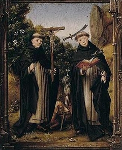 Saints Dominic and Peter Martyr in a landscape by Anonymous