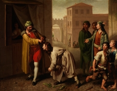 San Francisco maltratado por su padre by Zacarías González Velázquez