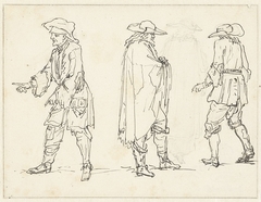 Schetsen van drie staande mannen by Bernard Picart