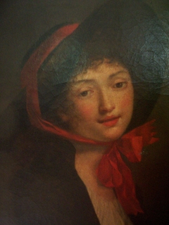 Self-portrait with a red hat by Adèle Varillat