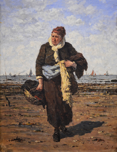 Shellfish vendor in Honfleur by Louis-Alexandre Dubourg