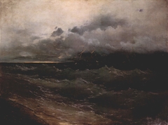 Ships on Stormy Sea, Sunrise by Ivan Aivazovsky
