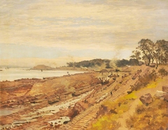 Sketch for The Excavation of the Manchester Ship Canal: Eastham Cutting with Mount Manisty in the distance