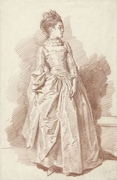 Staande jonge vrouw, met het gezicht en profil naar rechts by Jean-Honoré Fragonard