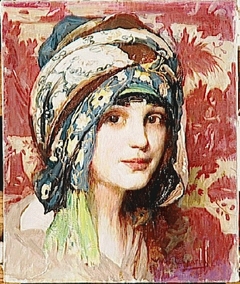 Tête de jeune fille au turban vert by William Laparra