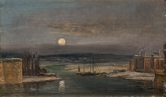 The Elbe in Moonlight by Johan Christian Dahl