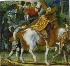 The Frankfurt Altarpiece of the Exaltation of the True Cross: Heraclius on Horseback with the Cross (bottom right)