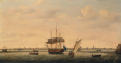 The Frigate 'Surprise' at Anchor off Great Yarmouth, Norfolk by Francis Holman