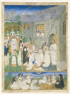 The Holy Virgins Greeted by Christ as They Enter the Gates of Paradise by Simon Marmion