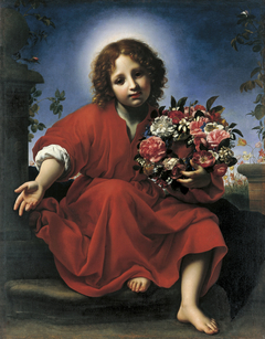 The Infant Christ with a  Floral Wreath