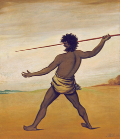 Timmy, a Tasmanian Aboriginal, throwing a spear by Benjamin Duterrau