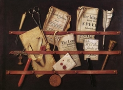 Trompe l'œil with Writing Materials by Evert Collier