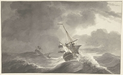 Twee schepen op zee bij storm