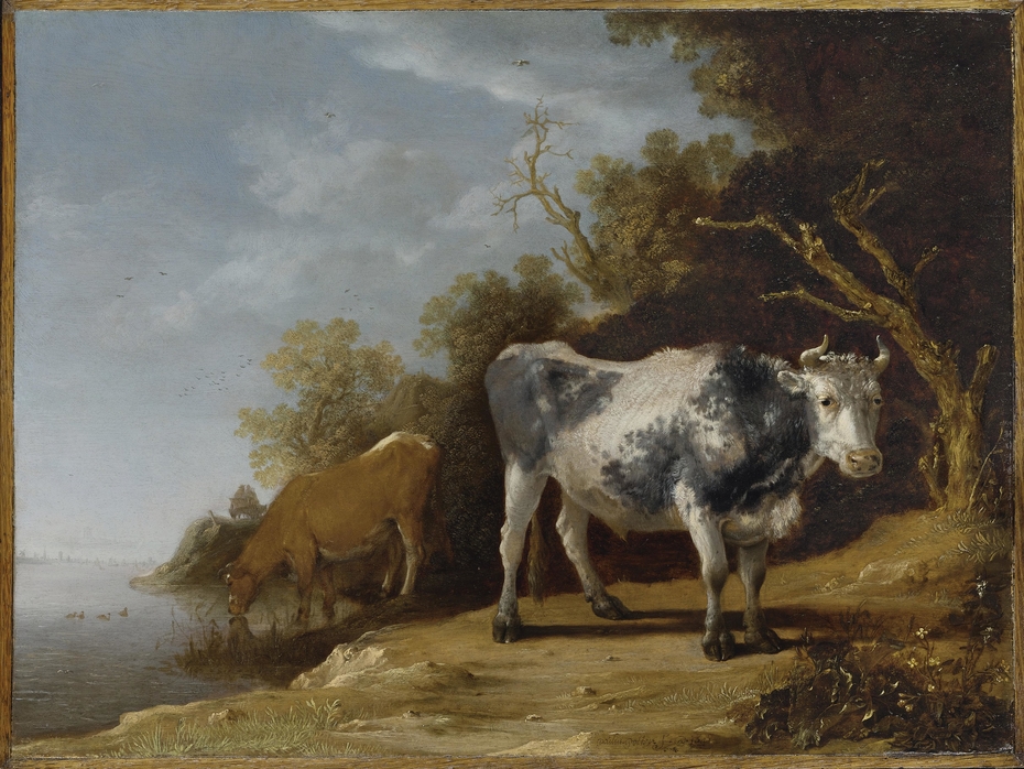 Two Cows beside a Stream