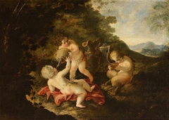 Two Putti and a Baby Satyr by Anonymous