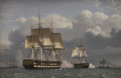 Two Russian Ships of the Line Saluting by Christoffer Wilhelm Eckersberg
