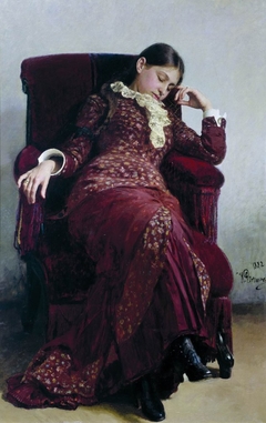 Rest. Portrait of Vera Repina, the Artist's Wife. by Ilya Repin