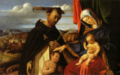 Madonna and Child with St Peter Martyr by Lorenzo Lotto