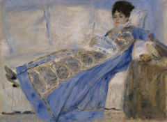 Madame Monet Reading Le Figaro by Auguste Renoir