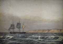 View of the Cliffs of Møn and a Corvette