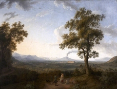 View of the Plain of Caserta seen from the Royal Belvedere with Vesuvius in the distance by Jacob Philipp Hackert