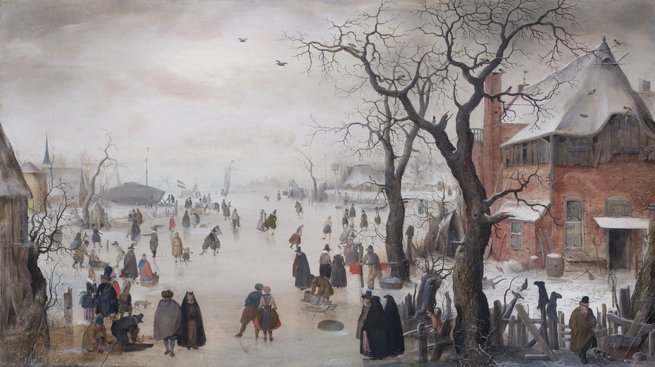 Winter Landscape with Skaters near a Village