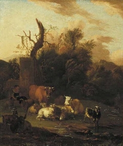Wooded Landscape with Cattle by Michiel Carree