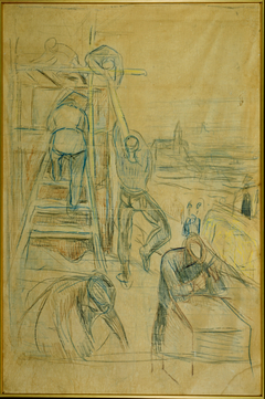 Workers on the Building Site by Edvard Munch