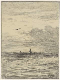 Zeegezicht bij bewogen lucht by Hendrik Willem Mesdag