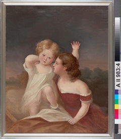 A Child and a Young Girl, Portrait Sketch by Berndt Godenhjelm