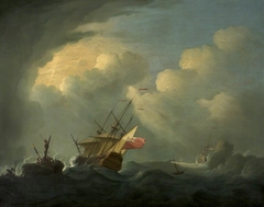 A Man-o'-War in a Rough Sea by Peter Monamy