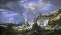 A Ship Wrecked in a Storm off a Rocky Coast