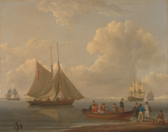 A Wherry Taking Passengers out to Two Anchored Packet by William Anderson