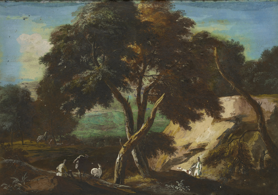 A Wooded Landscape with Huntsmen