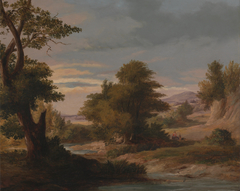 A Wooded River Landscape with Mother and Child by James Arthur O'Connor