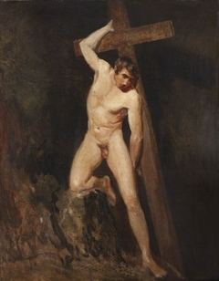Academic Study of a Male Nude in the same Pose as a Figure in Michelangelo’s ‘Last Judgement’ in the Sistine Chapel, Rome by John Constable