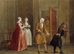 An Episode from 'The Mock Doctor' or 'Dumb Lady Cured' (from Henry Fielding's 'The Mock Doctor' or 'The Dumb Lady Cur'd', adapted from 'Le médécin malgré lui' by Molière, 1732) (a Vauxhall Supper Box Picture)