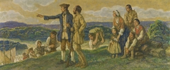 Arrival of Colonel John Donaldson (design for mural) by F Luis Mora