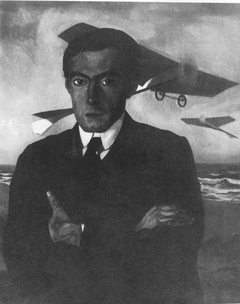 Aviator Elzenberg, with planes in the background