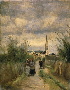 Bell Tower in Argenteuil (Road to the Church) by Jean-Baptiste-Camille Corot